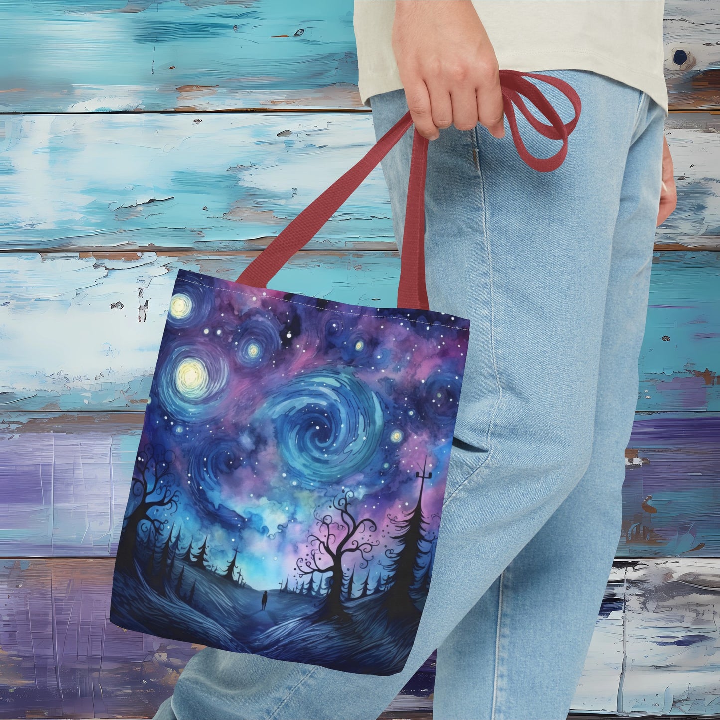 Swirly Sky Landscape Oil Painting Tote Bag