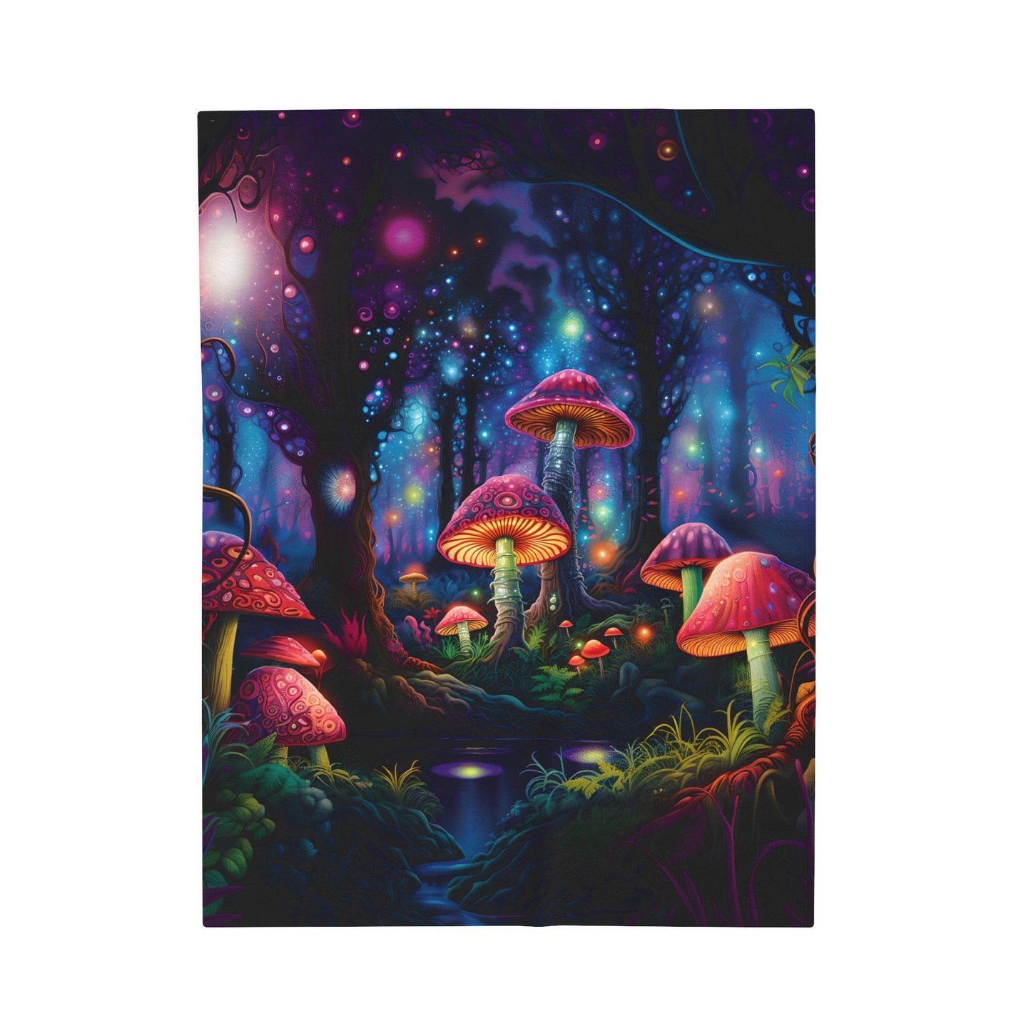 Magical Mushroom Forest Velveteen Plush Blanket | Witchy & Cottagecore Aesthetic | Perfect for Dorm, Living Room | Birthday - Christmas Gift