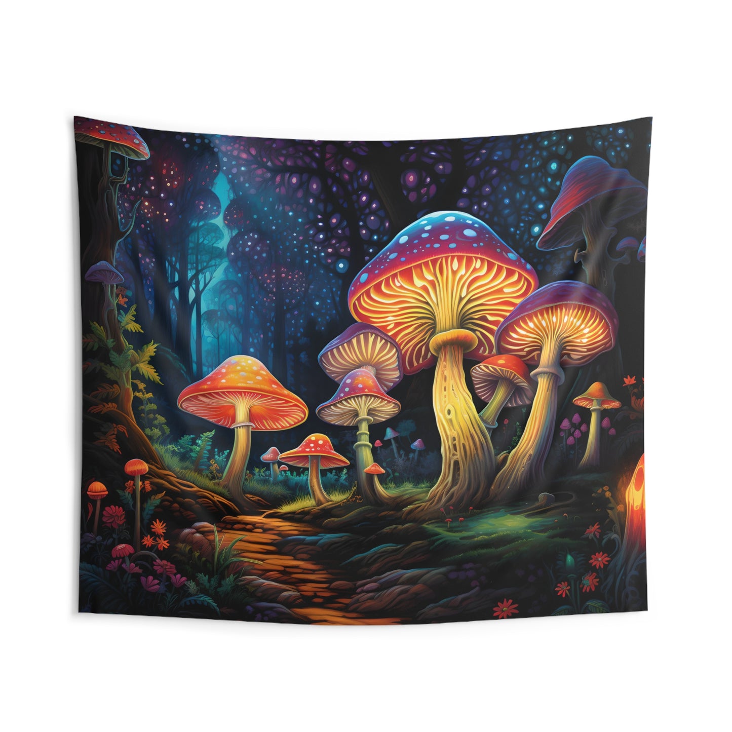 Enchanted Mushroom Forest Tapestry | Witchy & Cottagecore Aesthetic | Perfect for College Dorm, Living Room Decor | Gift Idea