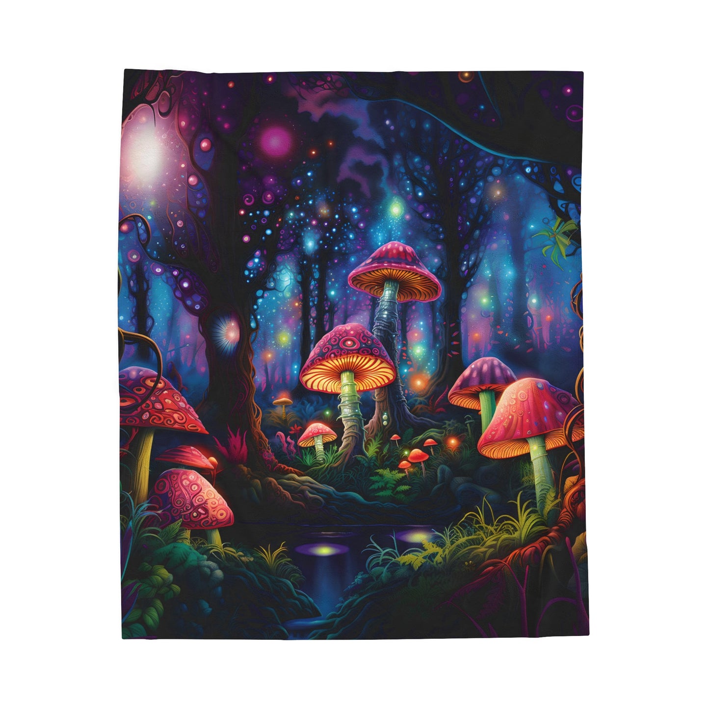 Magical Mushroom Forest Velveteen Plush Blanket | Witchy & Cottagecore Aesthetic | Perfect for Dorm, Living Room | Birthday - Christmas Gift