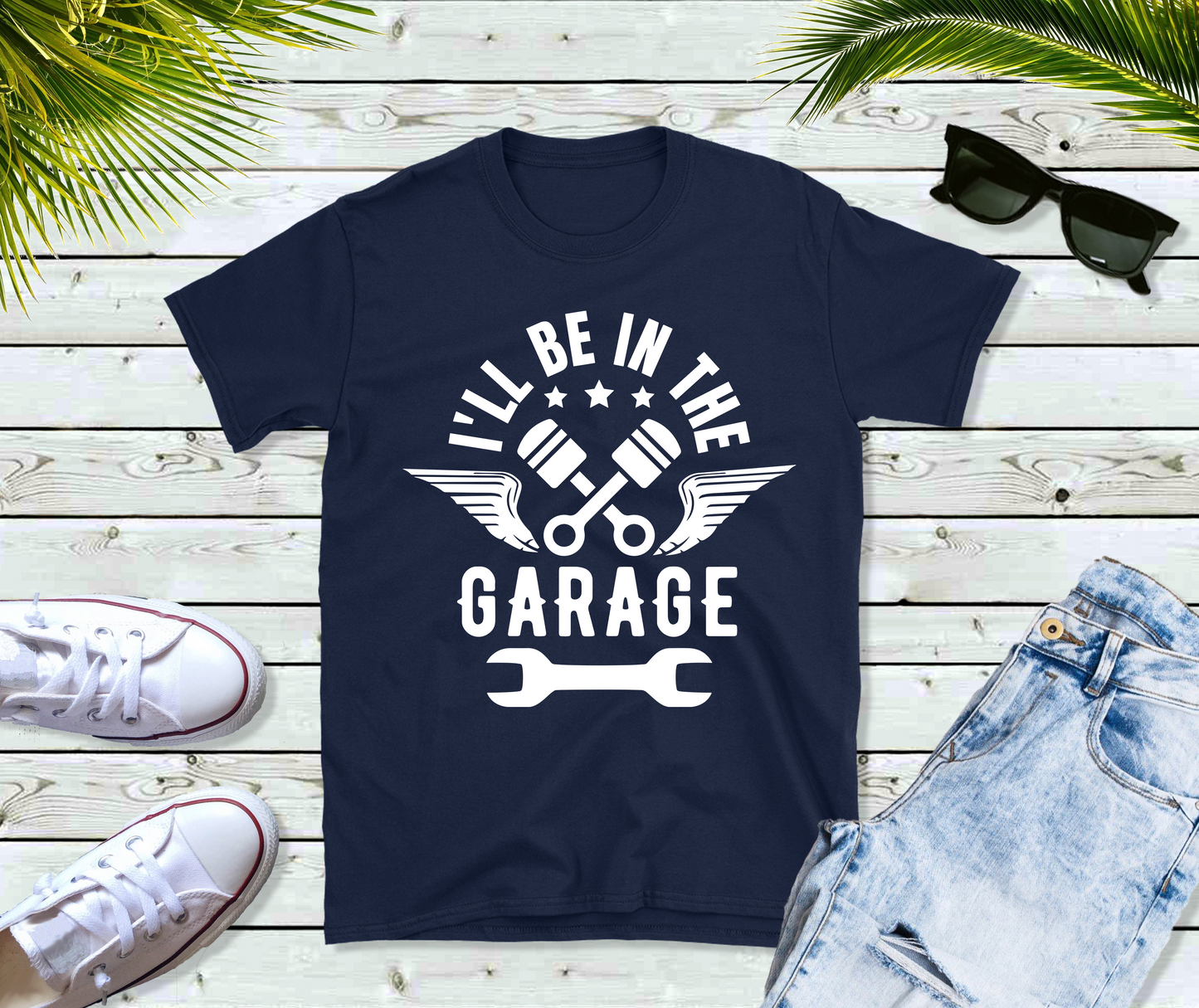 White I'll be In The Garage Shirt, Funny Shirt Men, Fathers Day Gift, Dad shirt, Mechanic funny Tee, Husband Gift, Garage TShirt
