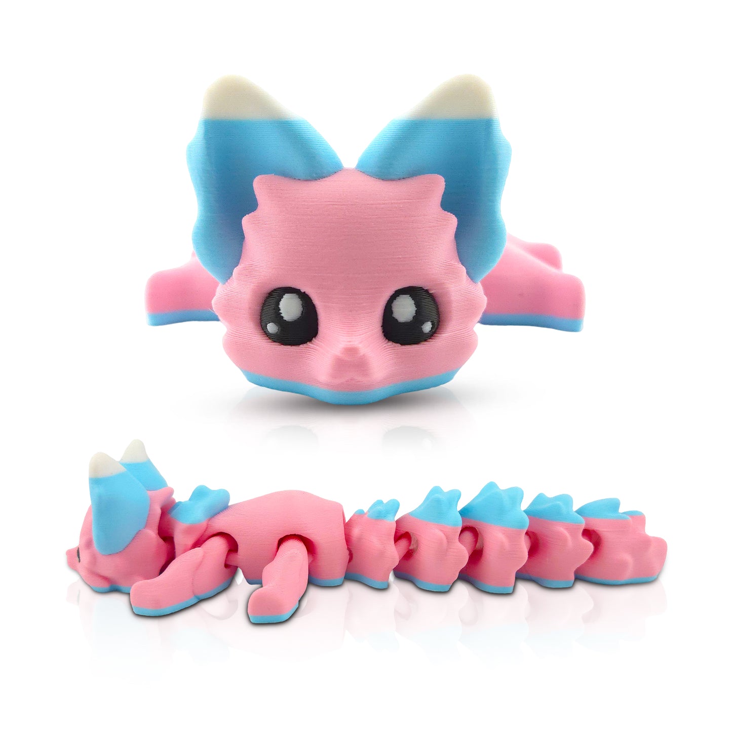 π¦ Carly the Cotton Candy Flexi Fox β 7.5" Articulated Fantasy Desk Decor | 3D-Printed Collectible | Official Layers in Green Design π¨β¨