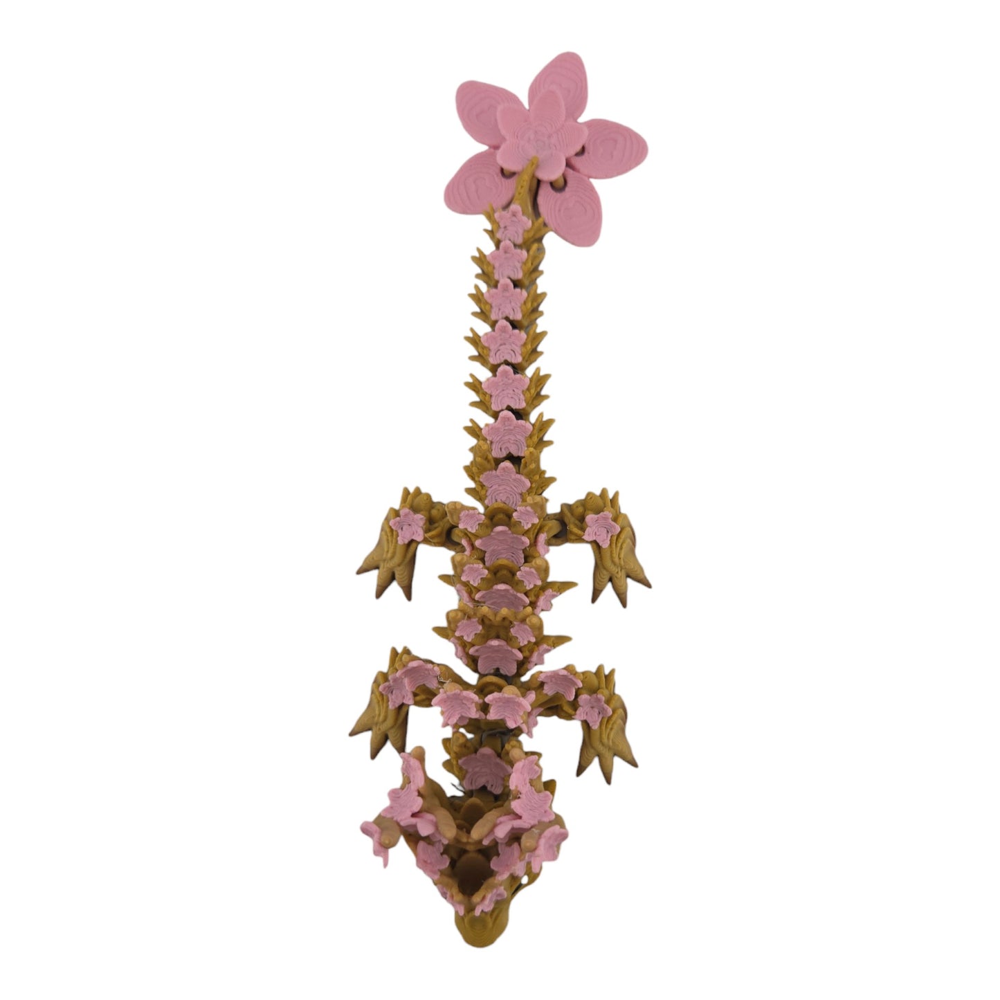 3D Printed Baby Cherry Blossom Dragon – 6in Articulated Fantasy Collectible, Sakura-Themed Desk Décor