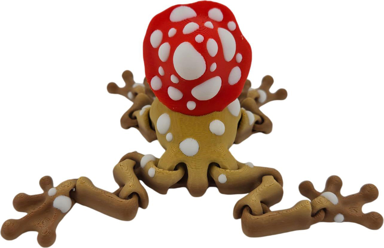3D-Printed Articulated Mushroom Frog Cottage Core Desk Decor - Animal Figurine - Authorized Seller