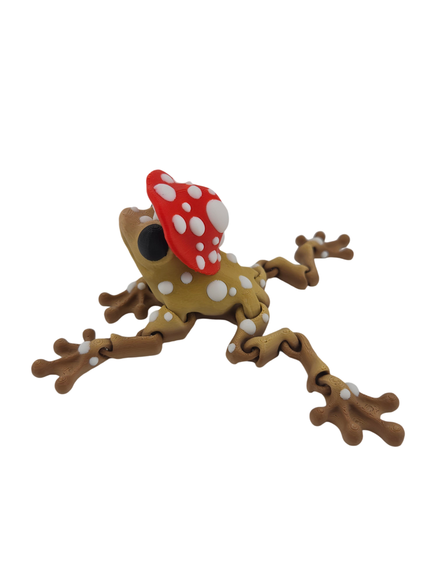 3D-Printed Articulated Mushroom Frog Cottage Core Desk Decor - Animal Figurine - Authorized Seller