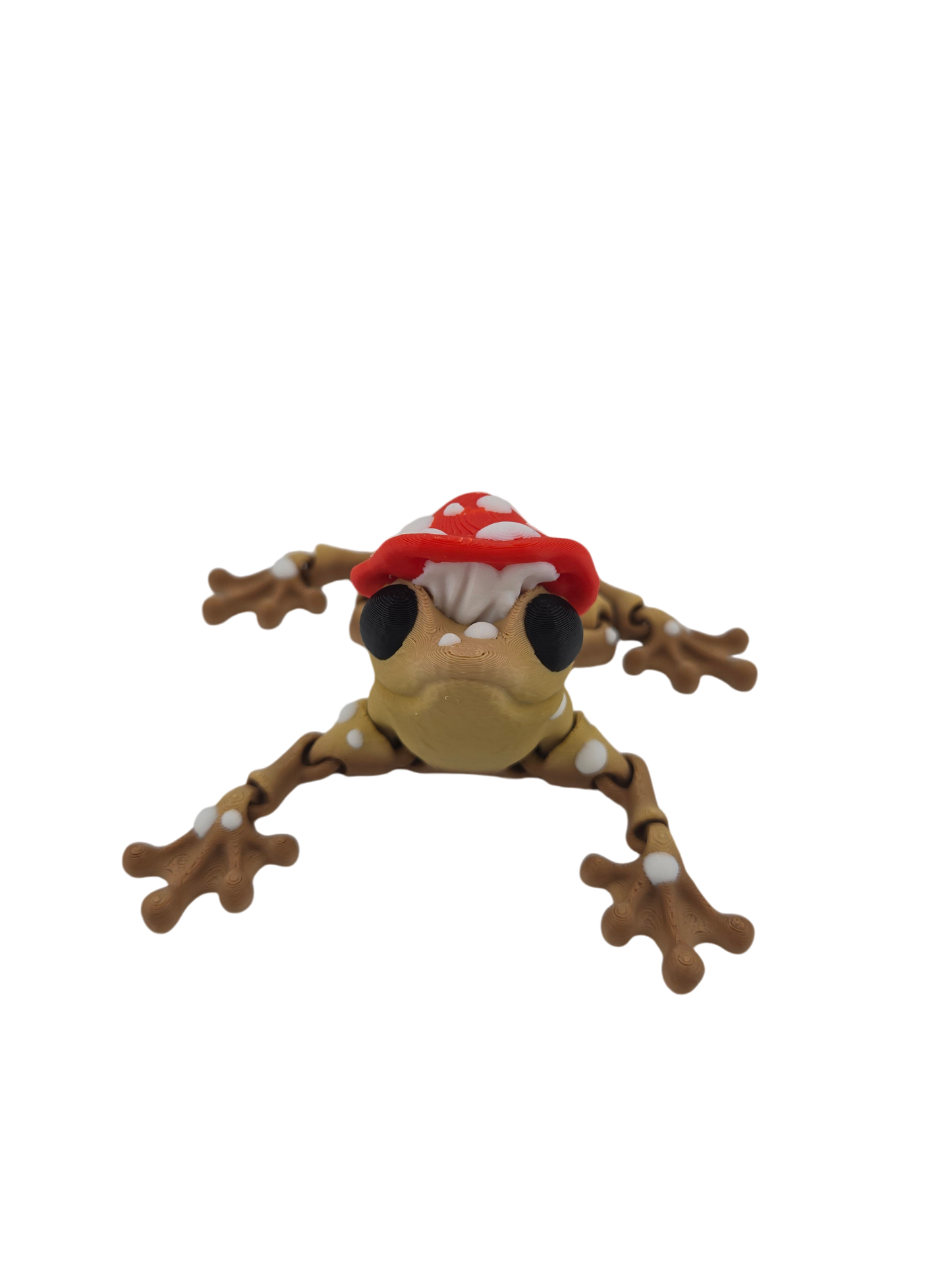3D-Printed Articulated Mushroom Frog Cottage Core Desk Decor - Animal Figurine - Authorized Seller