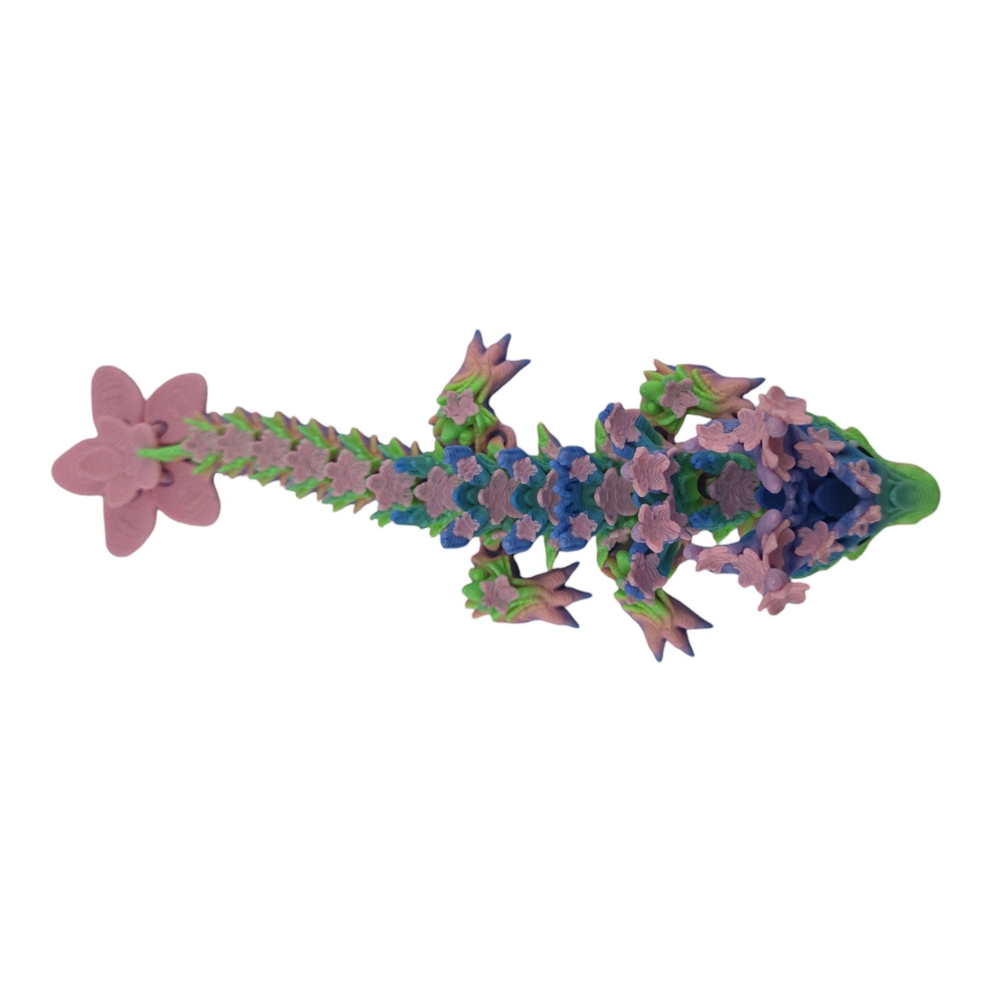 3D Printed Baby Cherry Blossom Dragon – 6in Articulated Fantasy Collectible, Sakura-Themed Desk Décor