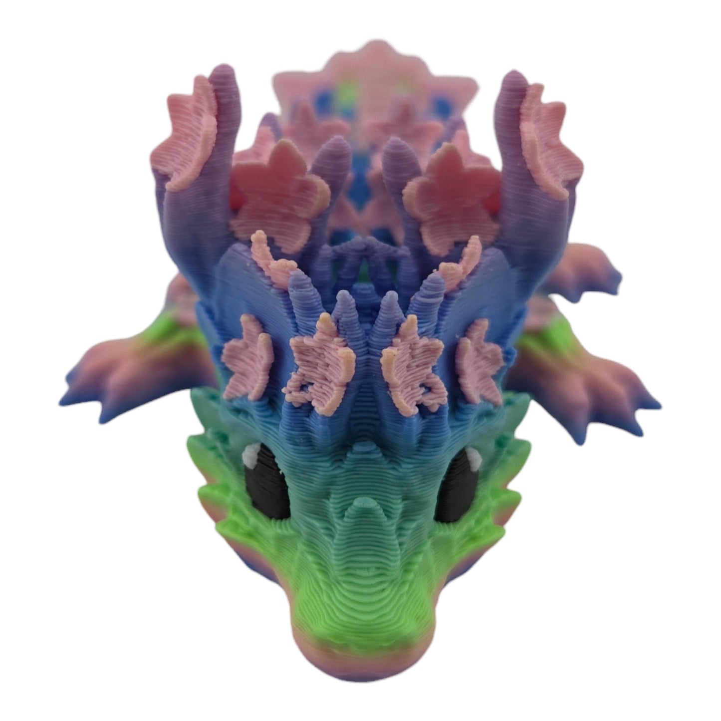 3D Printed Baby Cherry Blossom Dragon – 6in Articulated Fantasy Collectible, Sakura-Themed Desk Décor