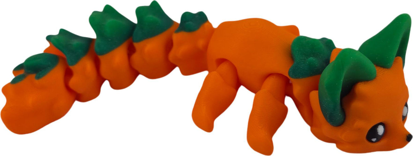 Pumpkin Fox 7.5 Inches - 3D Printed Fidget Fantasy Creature - Adorable Orange & Sparkly Green Desk Buddy Brand: The Geek Galleria