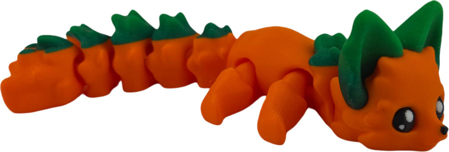 Pumpkin Fox 7.5 Inches - 3D Printed Fidget Fantasy Creature - Adorable Orange & Sparkly Green Desk Buddy Brand: The Geek Galleria