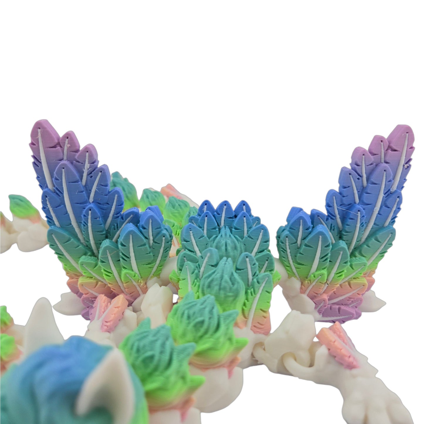 Alicorn Dragon – 22" Articulated 3D Printed Fantasy Figure | Movable Wings, Pastel Rainbow Accents & White Body