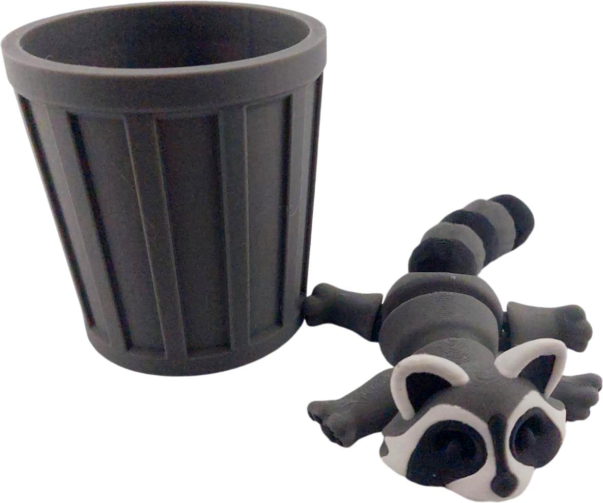 3D Printed Articulated Raccoon Figurine | Realistic Black, Grey, and White Colors | Adorable Desk Decor and Collectible Toy | Fidget