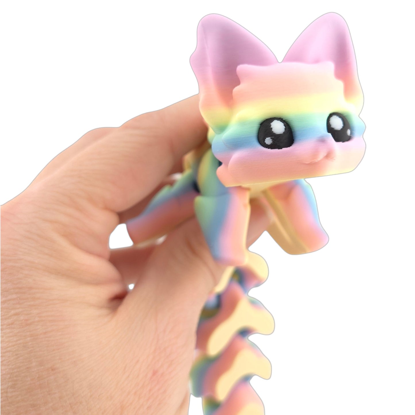 Articulated Cute Flexi Fox 7.5 Inches - 3D Printed Fantasy - Customizable Colors - Authorized Seller - Articulated Desk Buddy