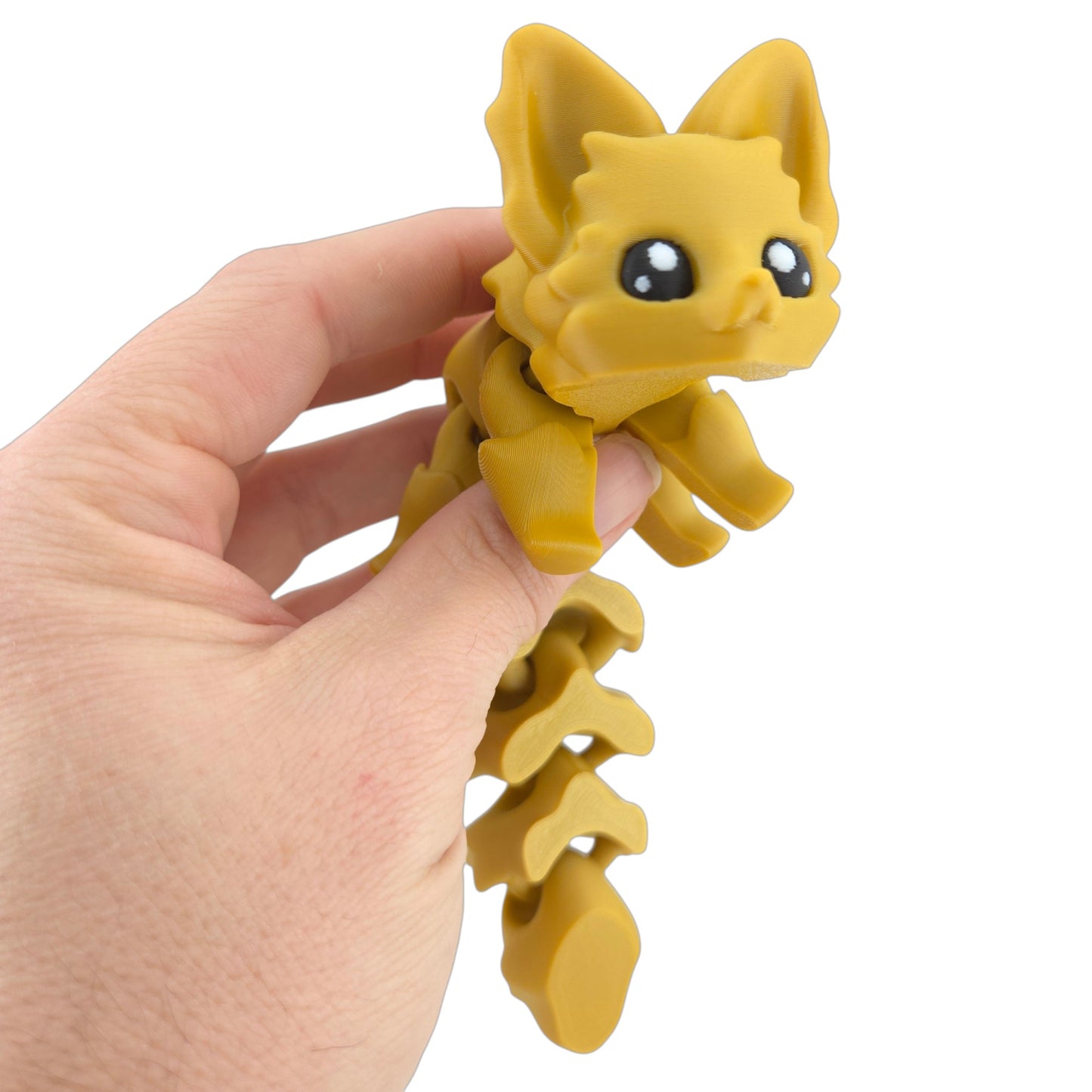 Articulated Cute Flexi Fox 7.5 Inches - 3D Printed Fantasy - Customizable Colors - Authorized Seller - Articulated Desk Buddy