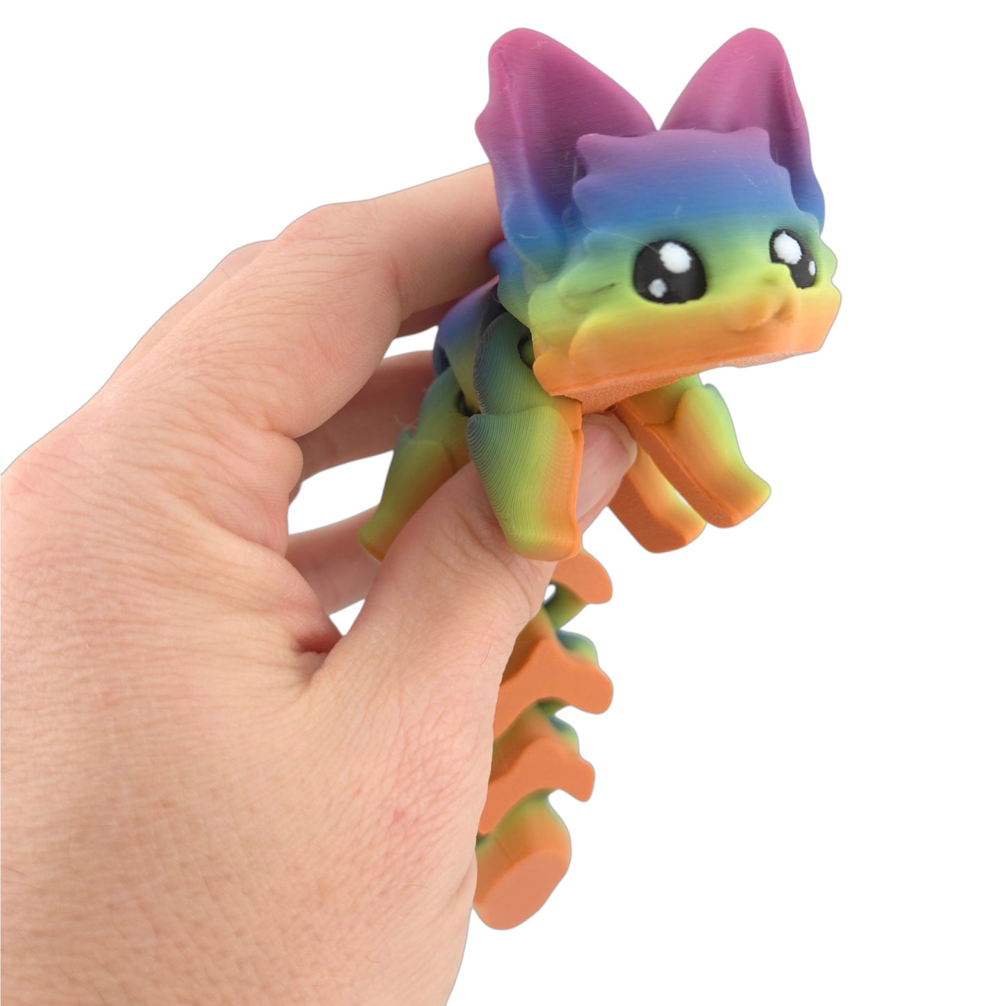 Articulated Cute Flexi Fox 7.5 Inches - 3D Printed Fantasy - Customizable Colors - Authorized Seller - Articulated Desk Buddy