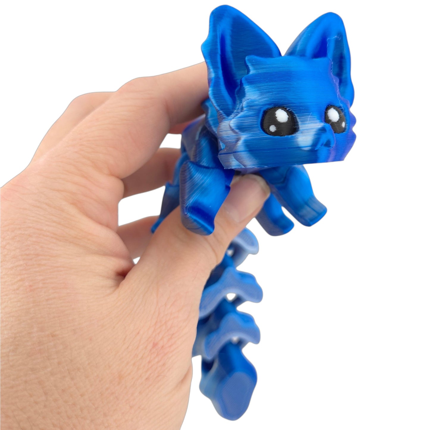 Articulated Cute Flexi Fox 7.5 Inches - 3D Printed Fantasy - Customizable Colors - Authorized Seller - Articulated Desk Buddy