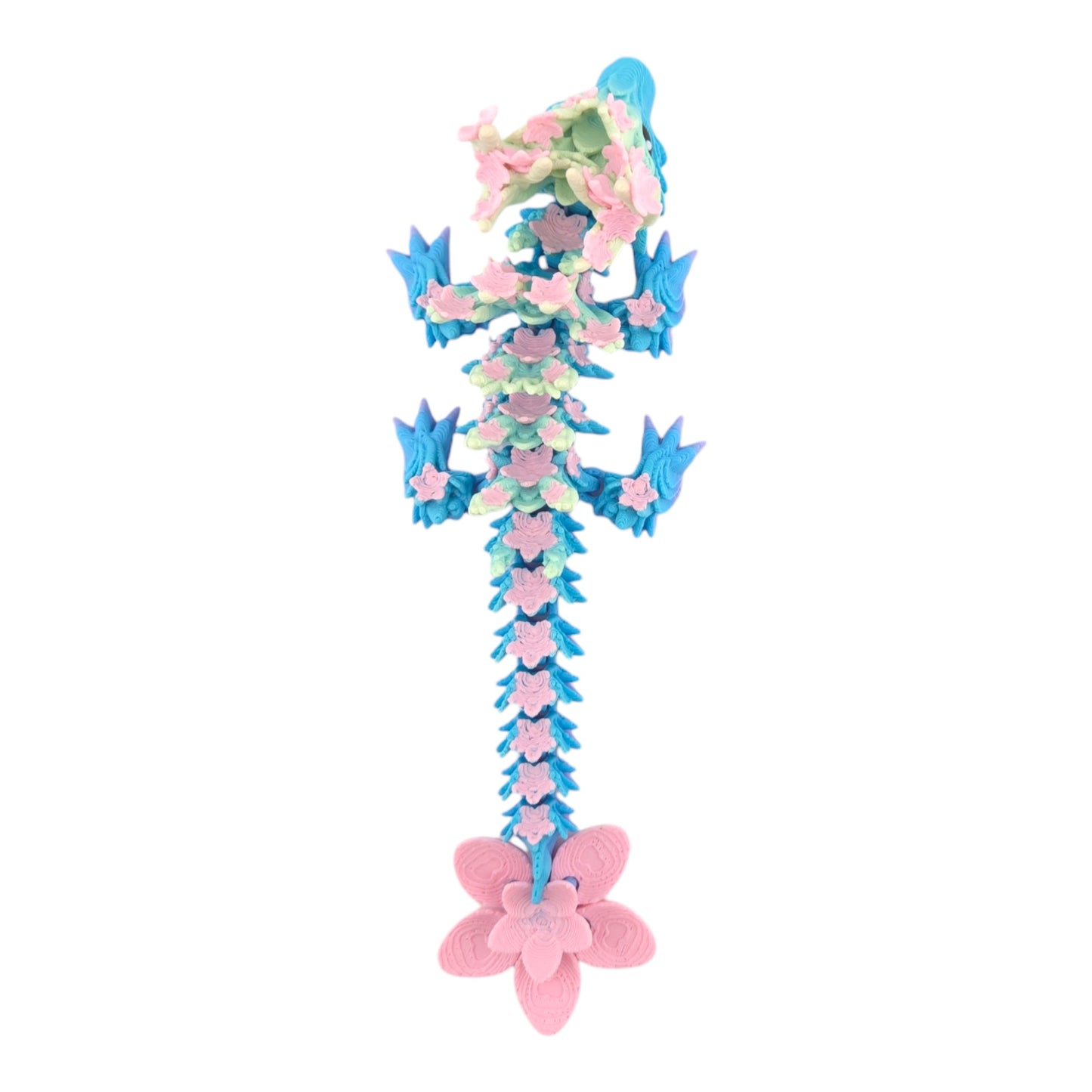 3D Printed Baby Cherry Blossom Dragon – 6in Articulated Fantasy Collectible, Sakura-Themed Desk Décor
