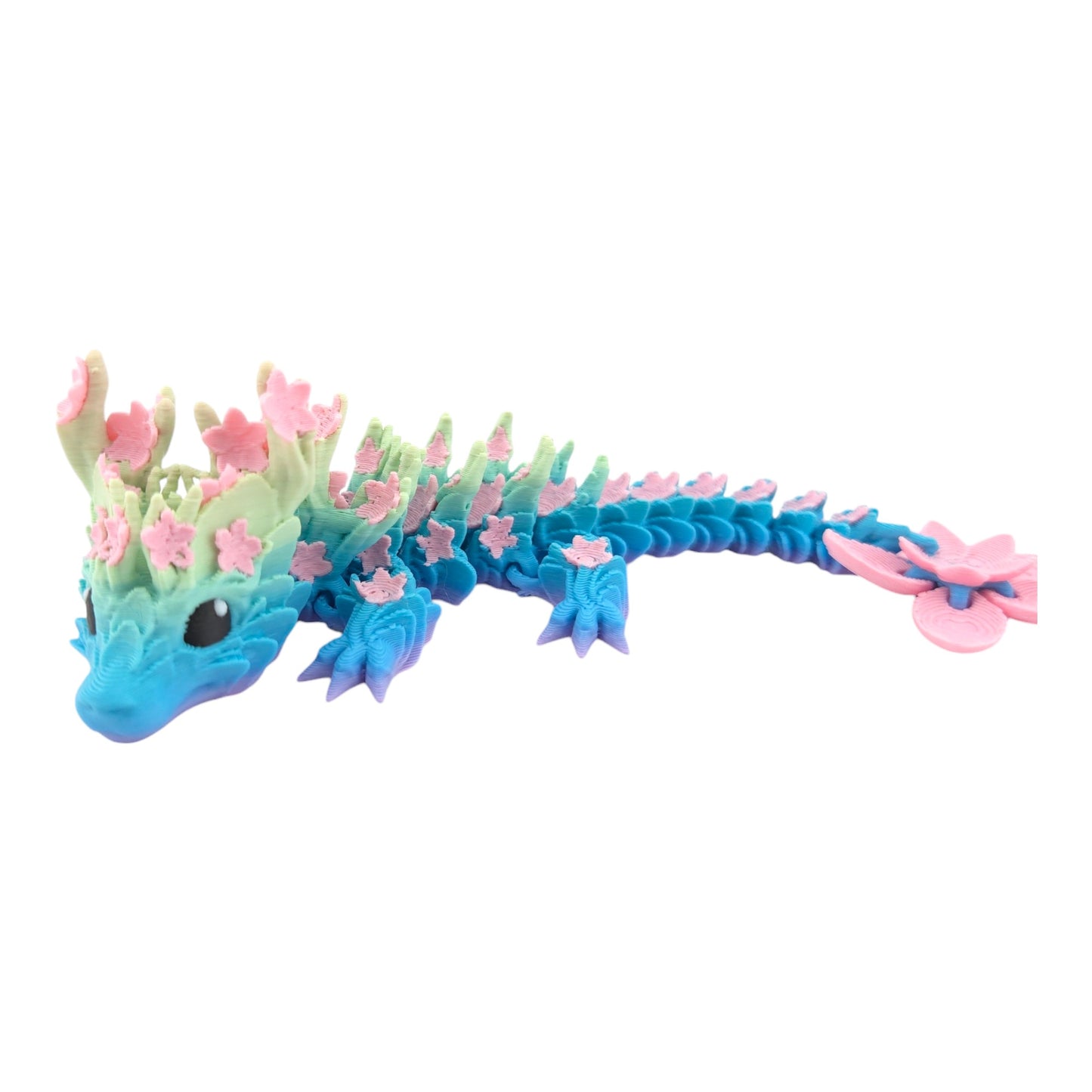 3D Printed Baby Cherry Blossom Dragon – 6in Articulated Fantasy Collectible, Sakura-Themed Desk Décor