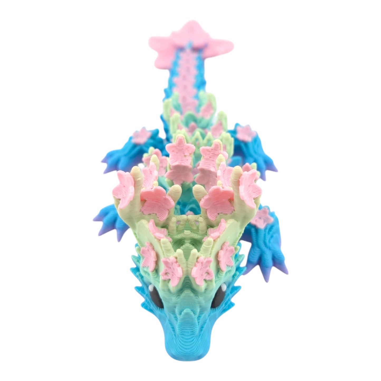 3D Printed Baby Cherry Blossom Dragon – 6in Articulated Fantasy Collectible, Sakura-Themed Desk Décor
