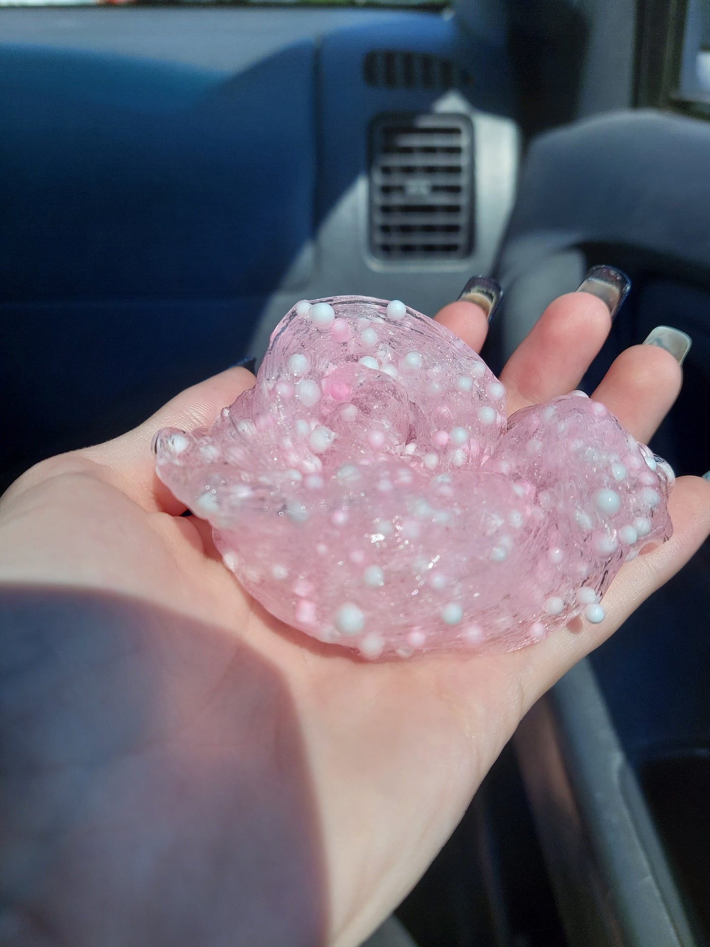 Pink Clear Glue Slime Floam with Foam Bead – 2 Ounce Container with Add-In Charms