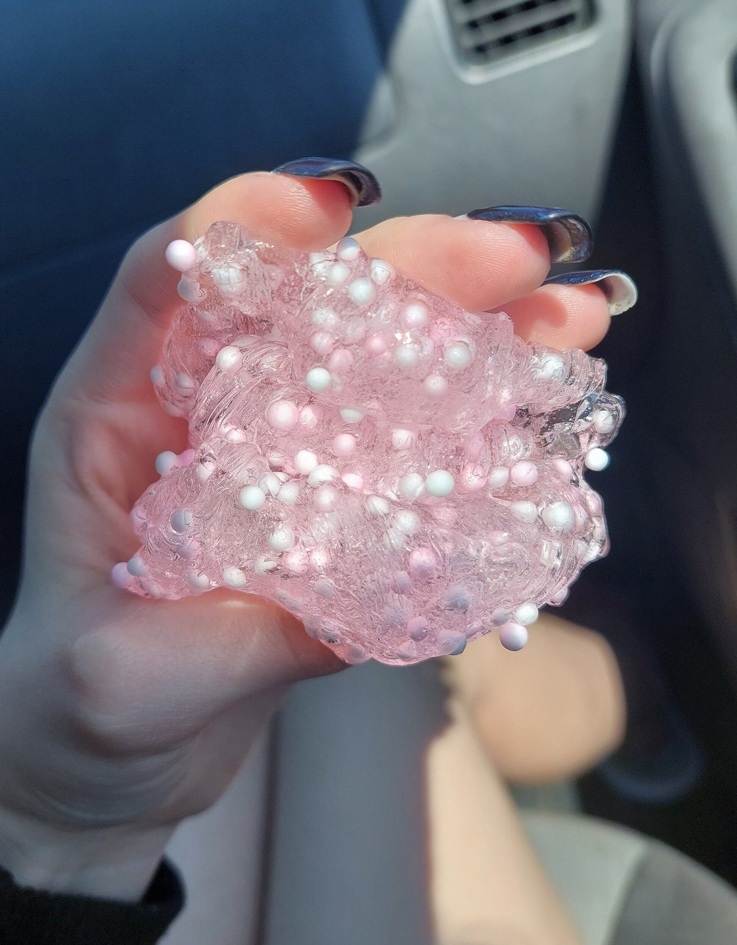 Pink Clear Glue Slime Floam with Foam Bead – 2 Ounce Container with Add-In Charms