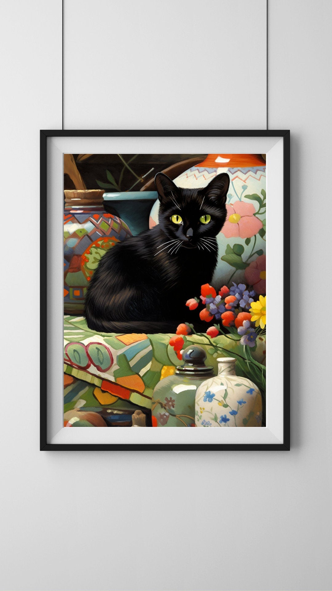 A Midnight Garden Art Print, Cat Lover Gift