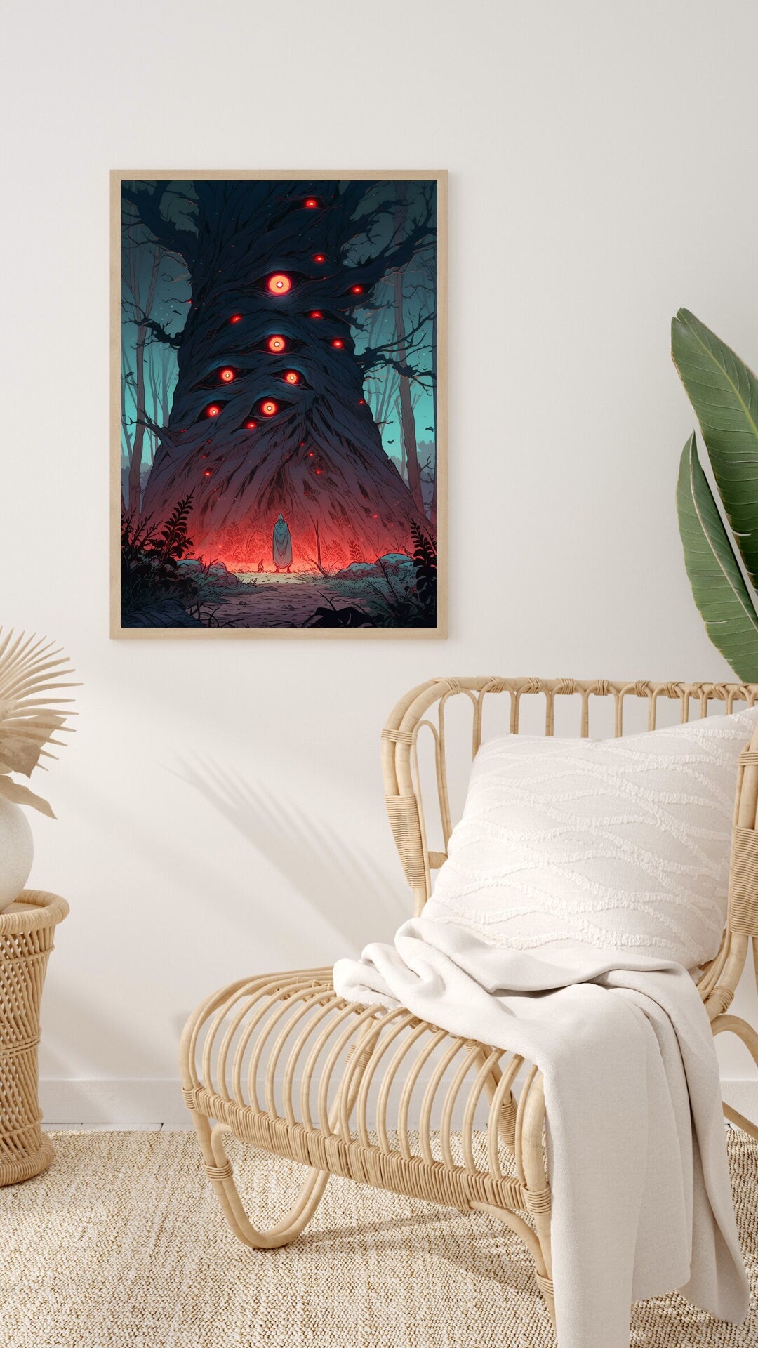 Eldritch Forest - Menacing Tree with Glowing Eyes Art Print - Original Poster - Illustration Print Wall Art - Home Decor
