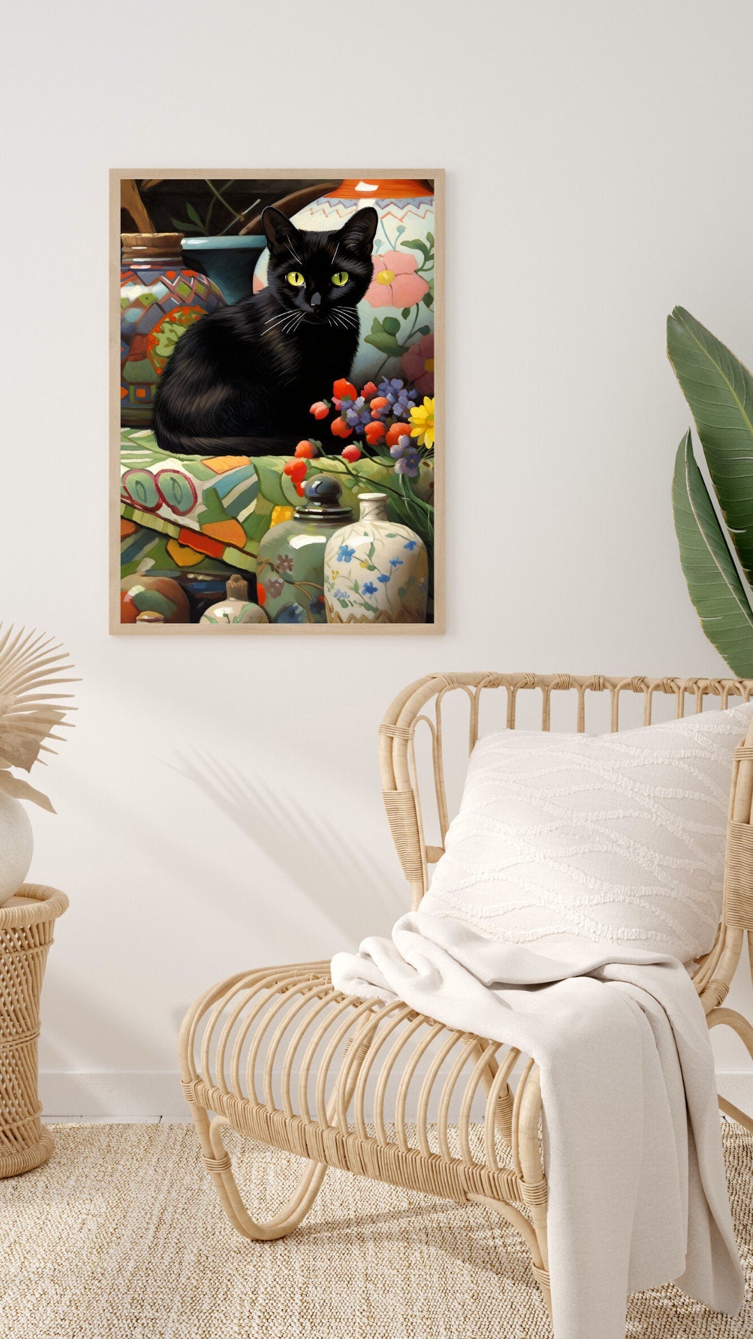 A Midnight Garden Art Print, Cat Lover Gift
