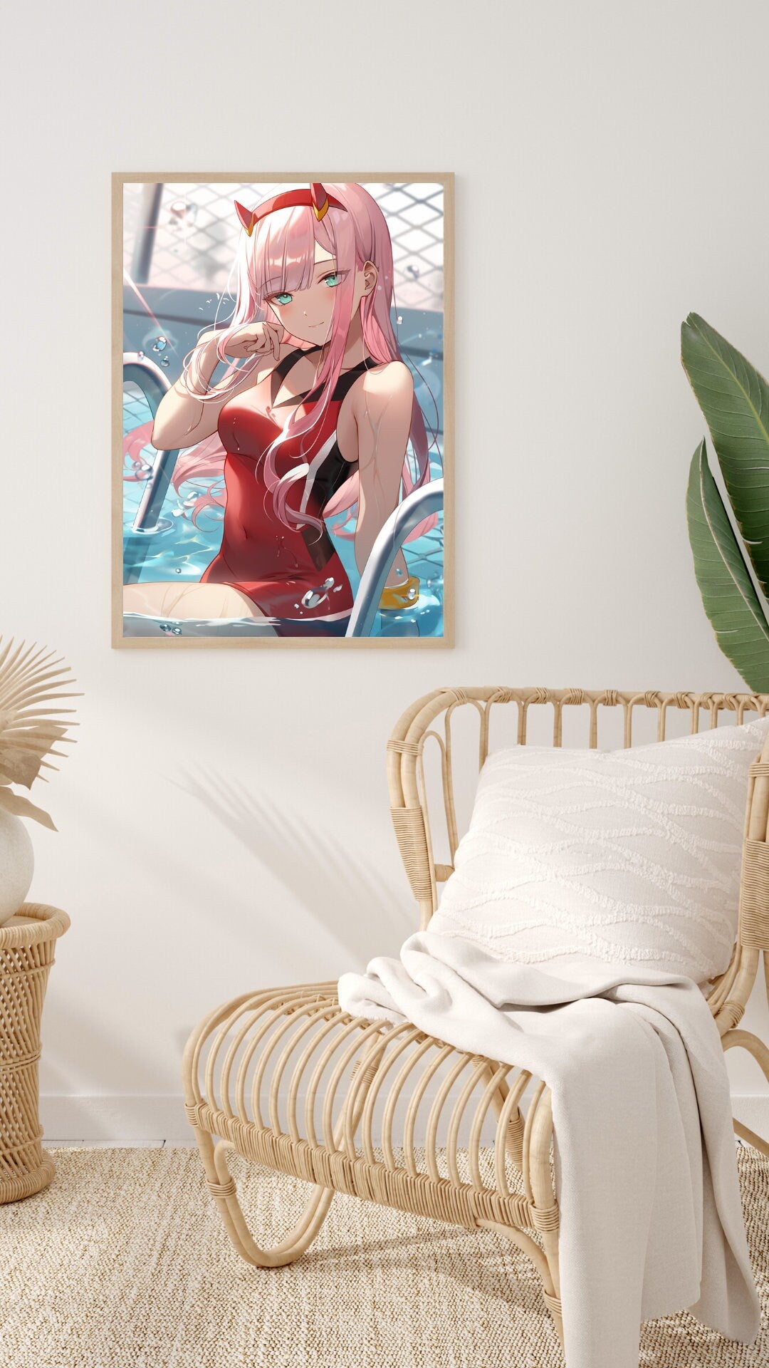 Mystique by the Waters - Anime Siren in Swimsuit Art Print