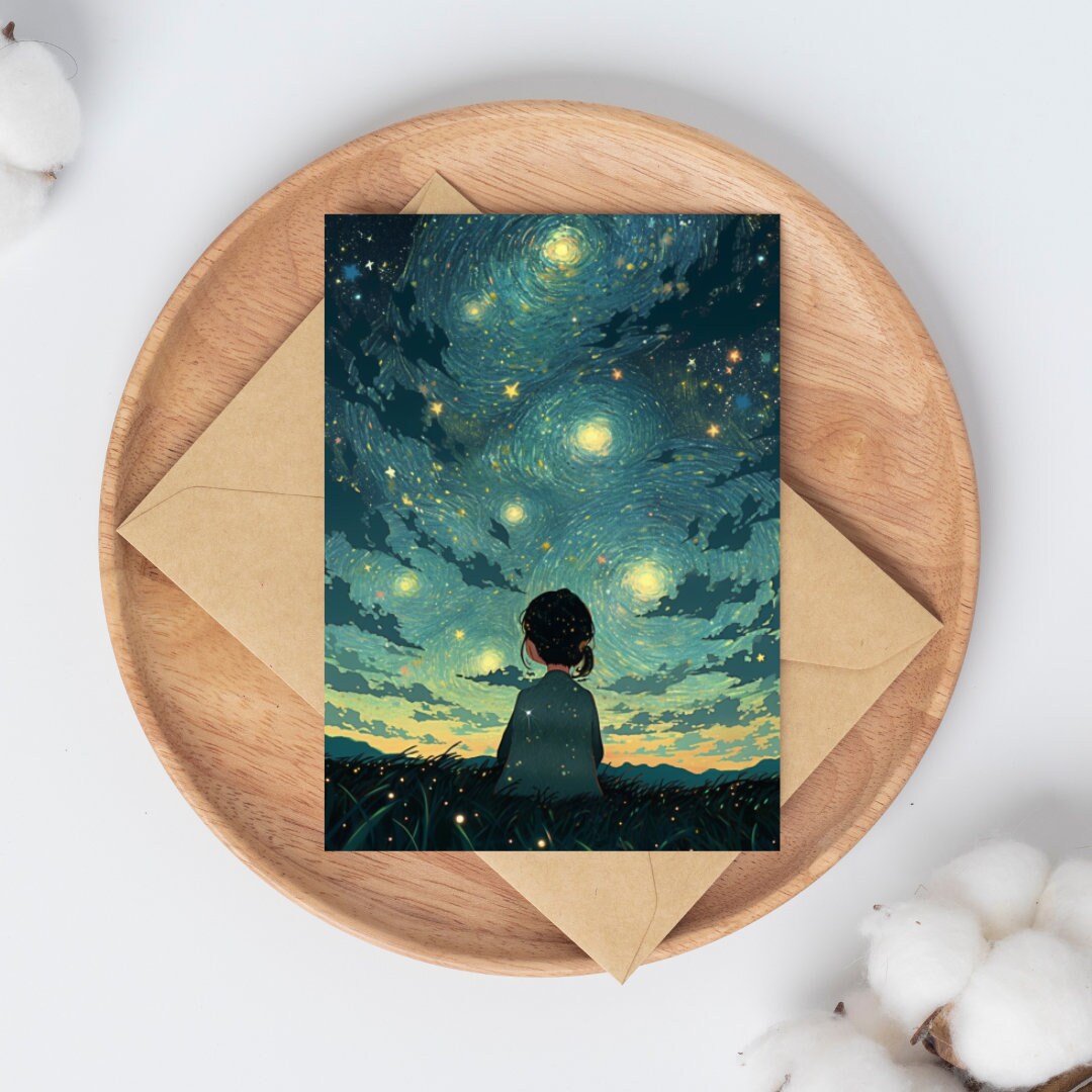 Starry Pixels on the Hill - 8-Bit Woman Under the Stars Art Print