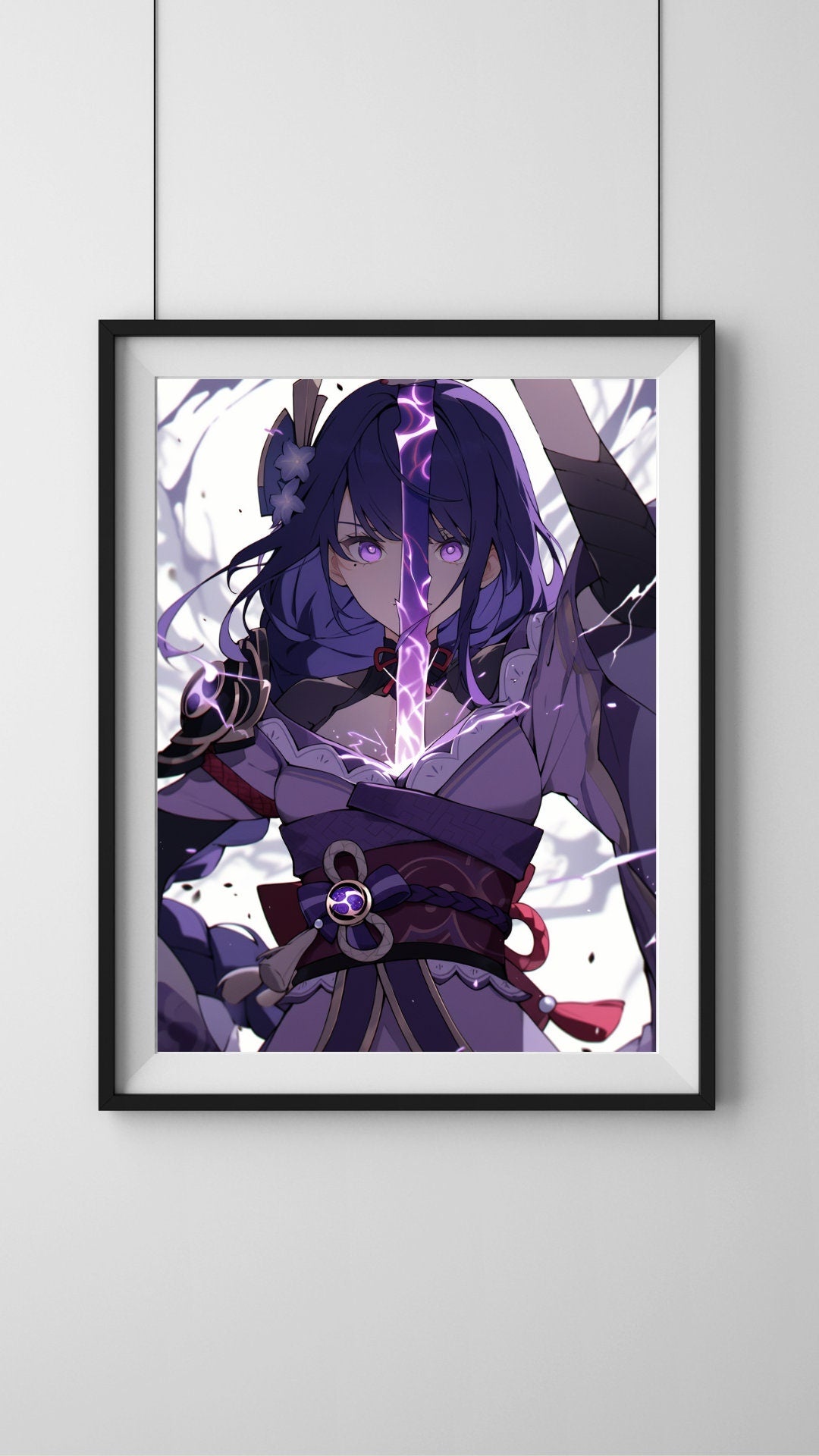 Ethereal Warrior - Enigmatic Swordswoman Art Print - Frame Not Included
