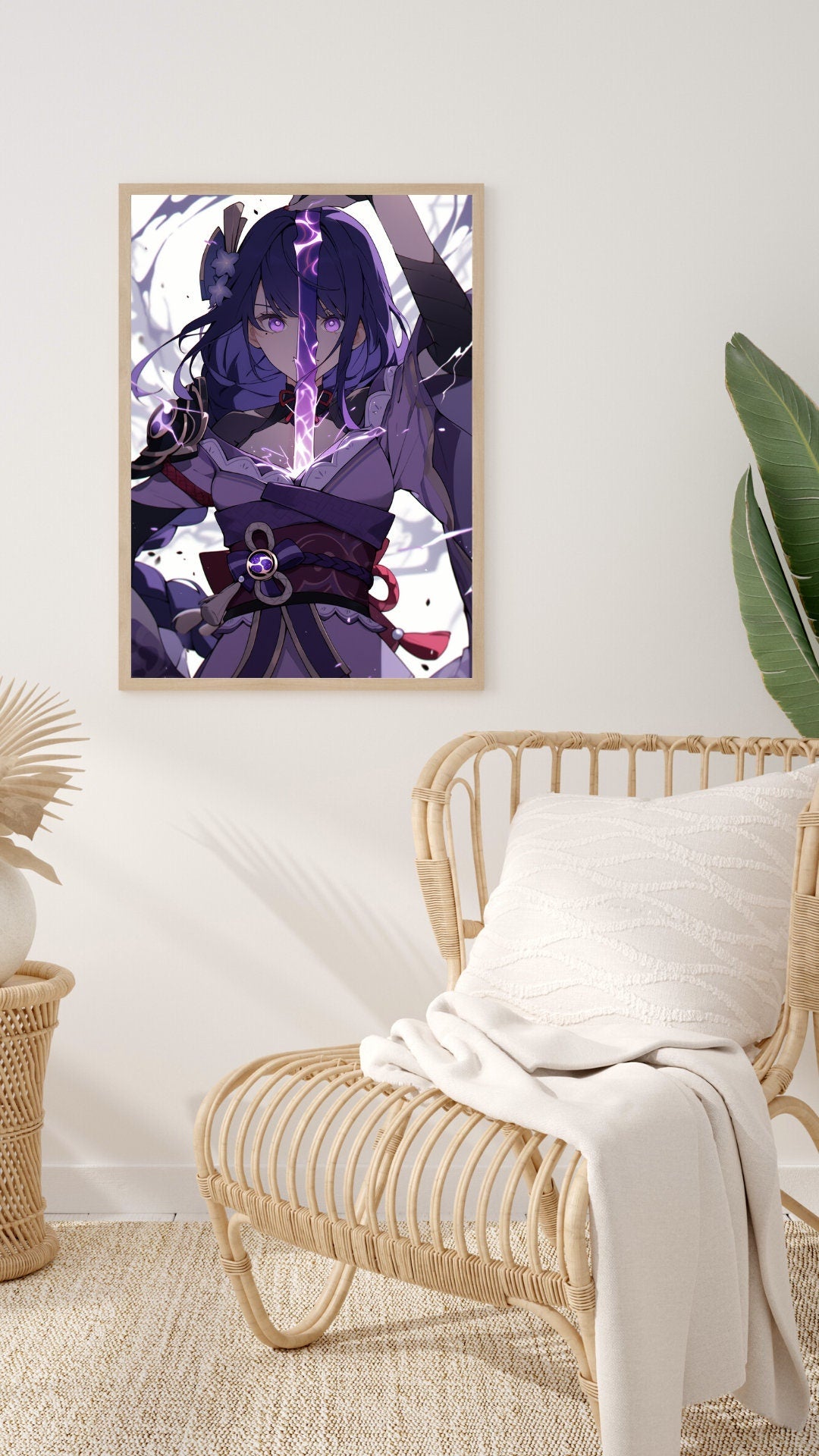 Ethereal Warrior - Enigmatic Swordswoman Art Print - Frame Not Included