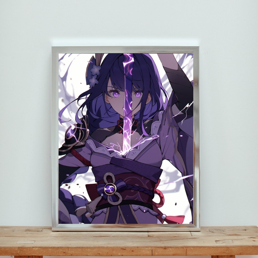 Ethereal Warrior - Enigmatic Swordswoman Art Print - Frame Not Included