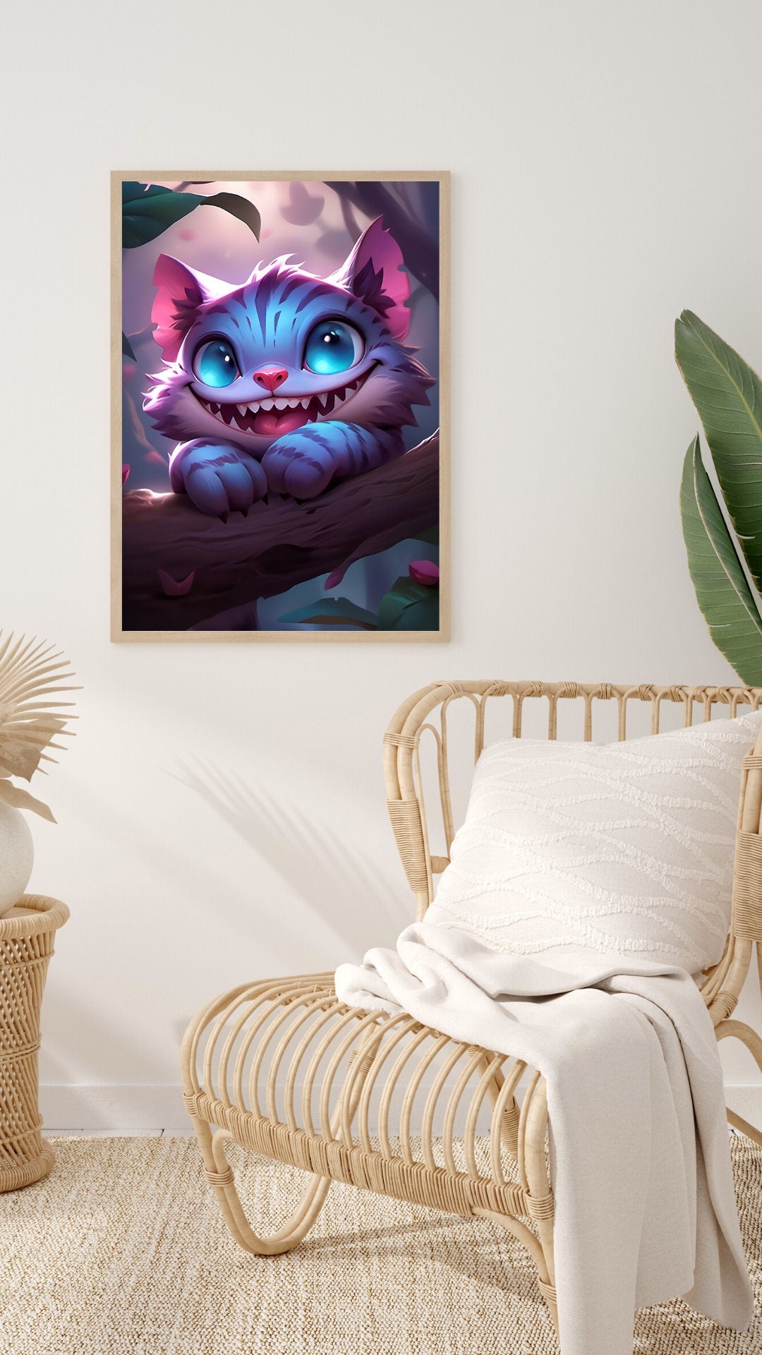 Curious Cheshire Cat, 11x17 Inches, Art Print, Fantasy, Horror, Cartoon