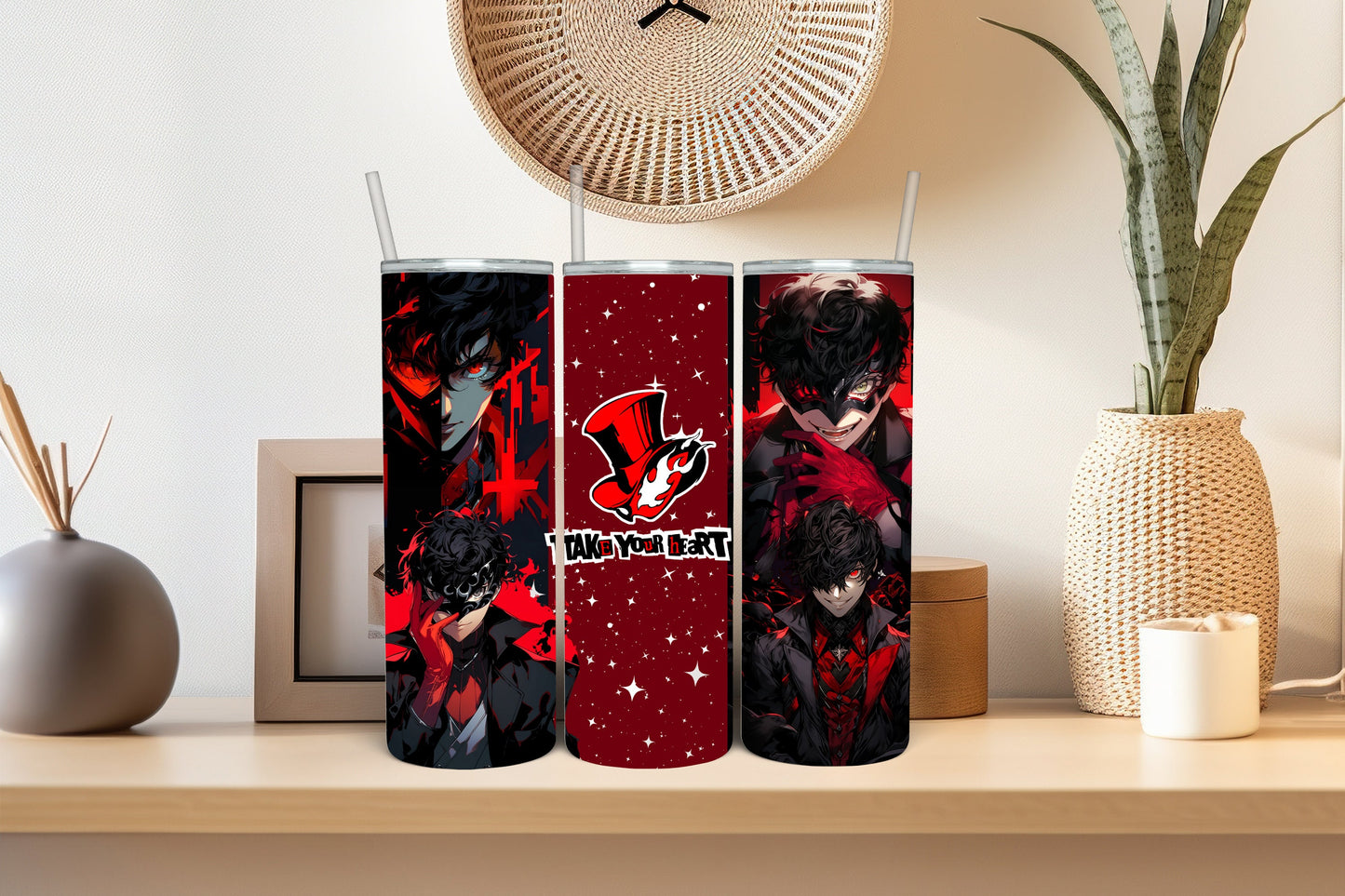 Masked Phantom Leader 20 oz Tumbler - Stealthy Gamer Travel Cup for RPG Fans