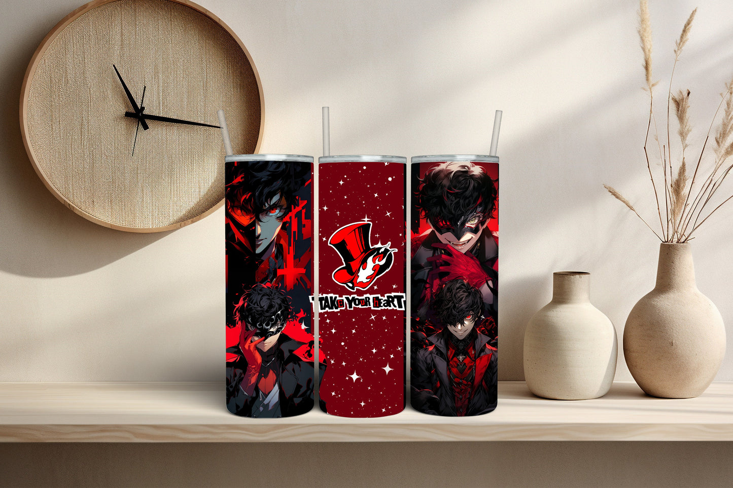 Masked Phantom Leader 20 oz Tumbler - Stealthy Gamer Travel Cup for RPG Fans