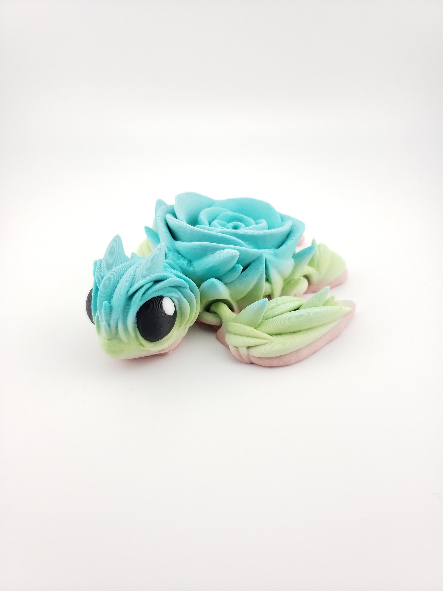 3D-Printed Articulated Rose Turtle Decor Desk Decor Fidget Toy - Animal Figurine - Authorized Seller