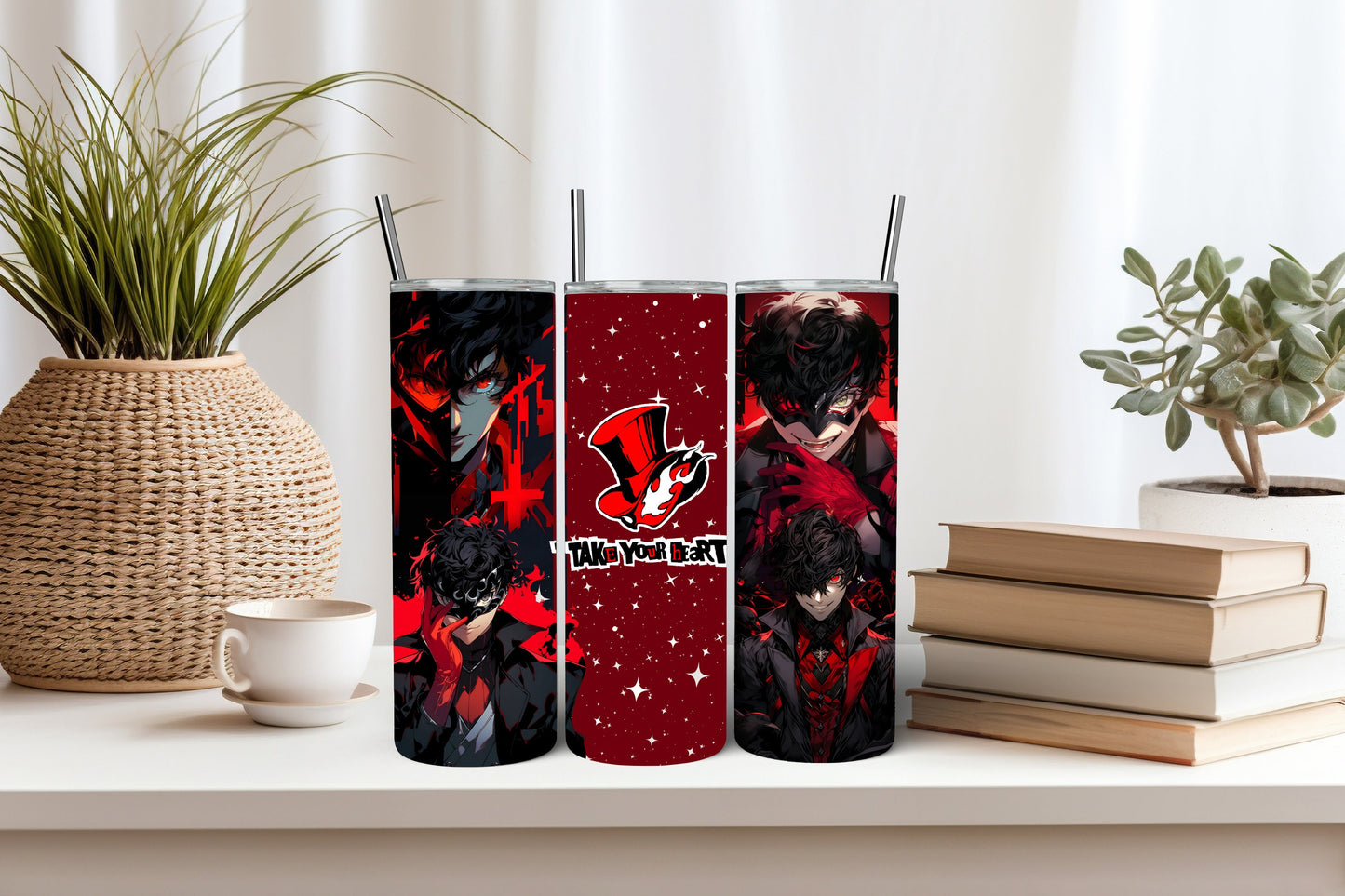 Masked Phantom Leader 20 oz Tumbler - Stealthy Gamer Travel Cup for RPG Fans