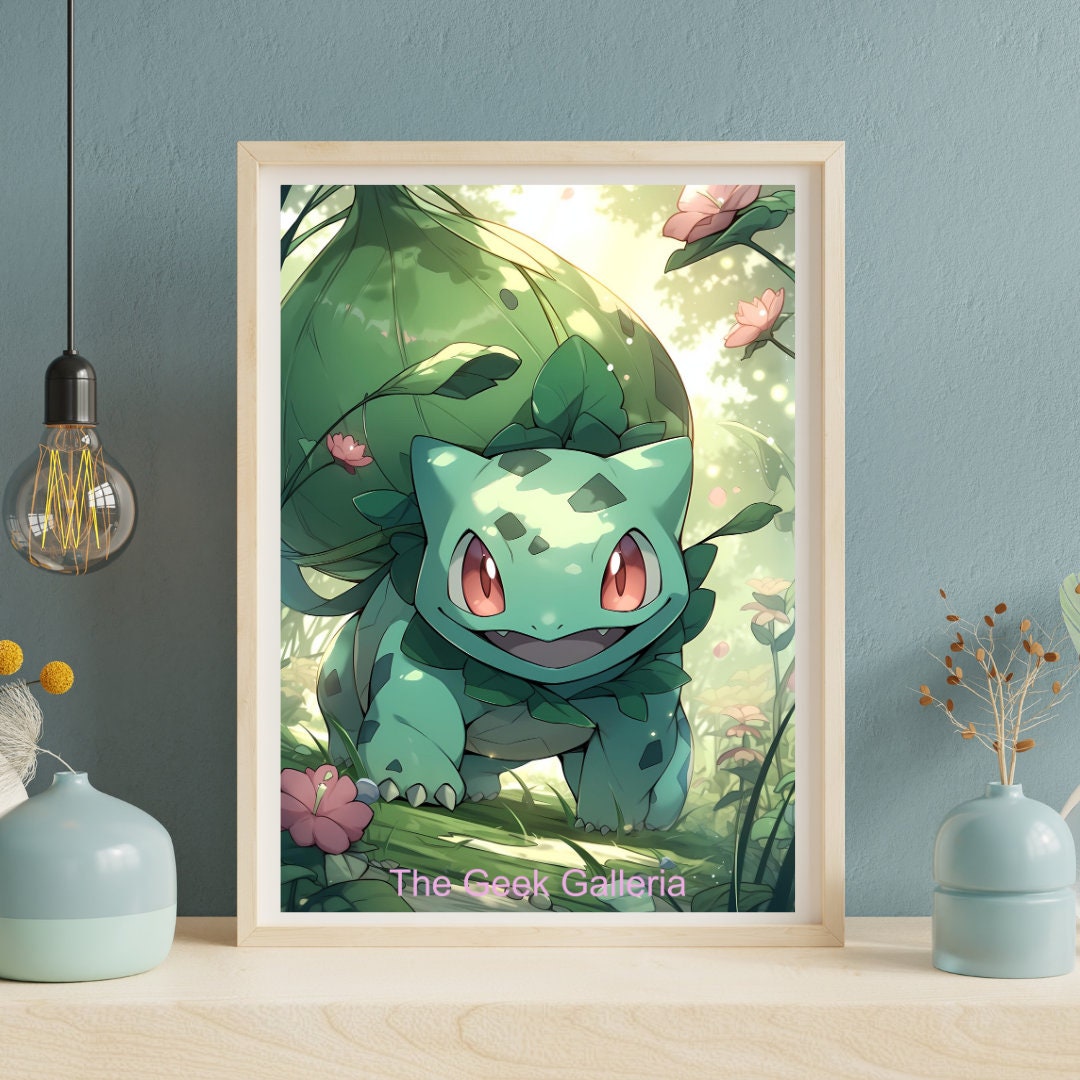 Grass-Type Seedling Companion with Natural Abilities, Art Print, Anime Poster, Waifu, Video Game Art Print