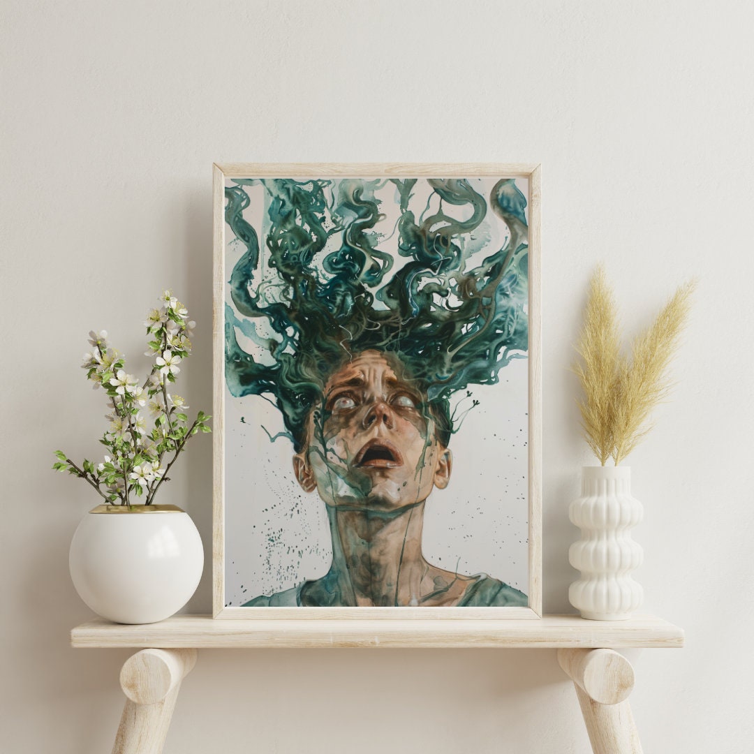 Neon Whispers: The Vivid Silhouette Art Print