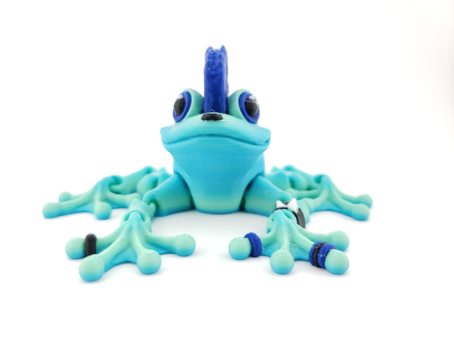 3D-Printed Articulated Punk EMO Frog Decor Desk Decor Fidget Toy - Animal Figurine - Authorized Seller