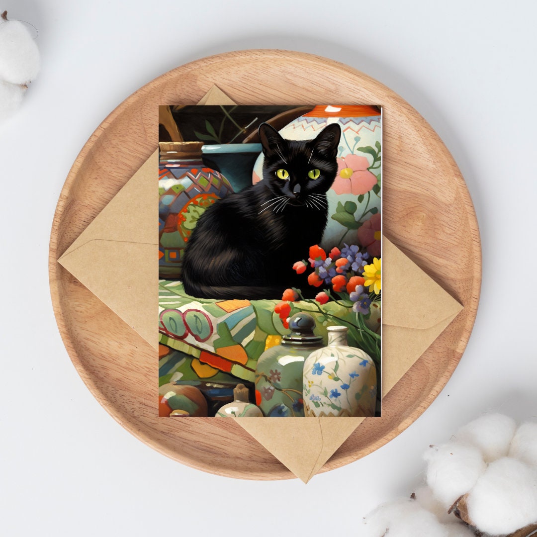 A Midnight Garden Art Print, Cat Lover Gift