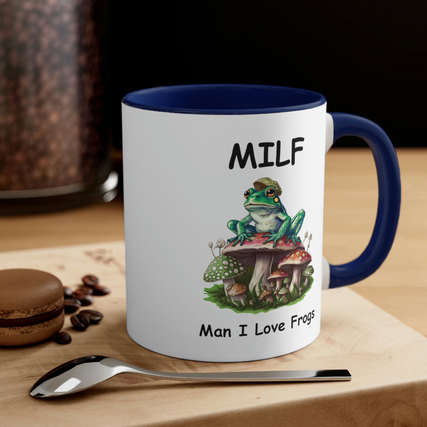 Funny Novelty Gift, Frog Coffee Mug, Man I Love Frogs MILF Ceramic Cup, Frog Lover Gift, Girlfriend Wife Gift Idea, Cottagecore Mushroom Mug