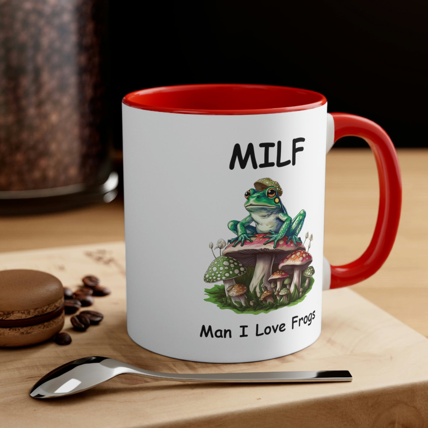 Funny Novelty Gift, Frog Coffee Mug, Man I Love Frogs MILF Ceramic Cup, Frog Lover Gift, Girlfriend Wife Gift Idea, Cottagecore Mushroom Mug