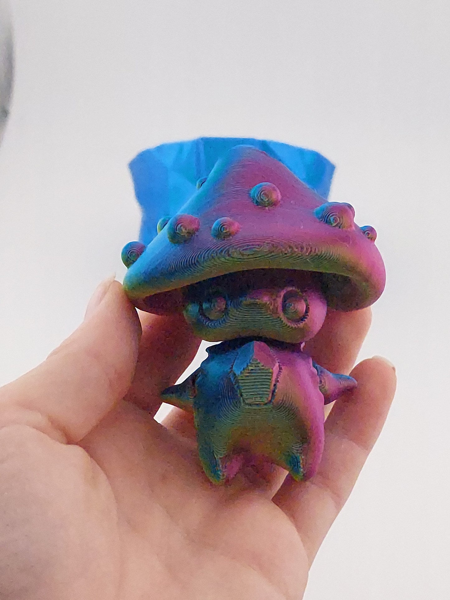 1 Articulated Forest Pixie Mushroom-- Keychain Decor Gift - 3D Printed Fidget Fantasy Creature - Customizable Colors - Authorized Seller