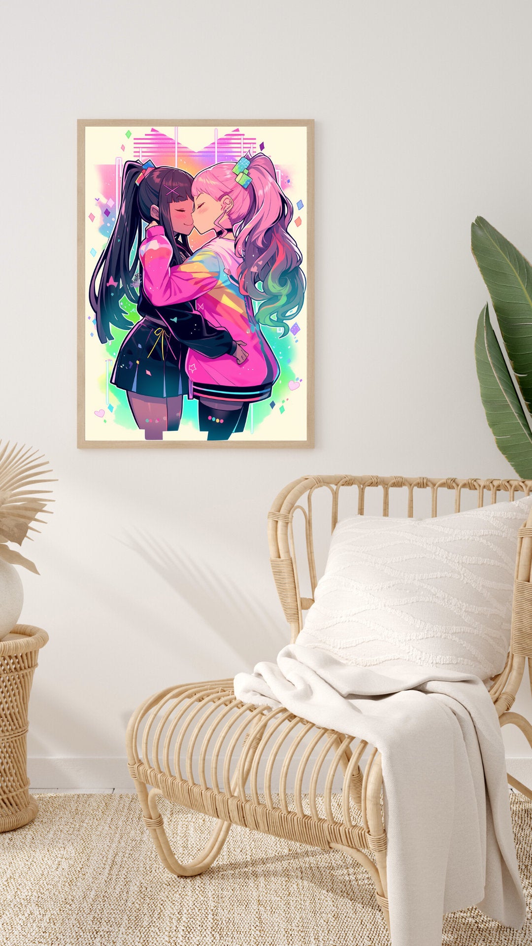 Radiant Embrace: A Symphony of Hearts Art Print
