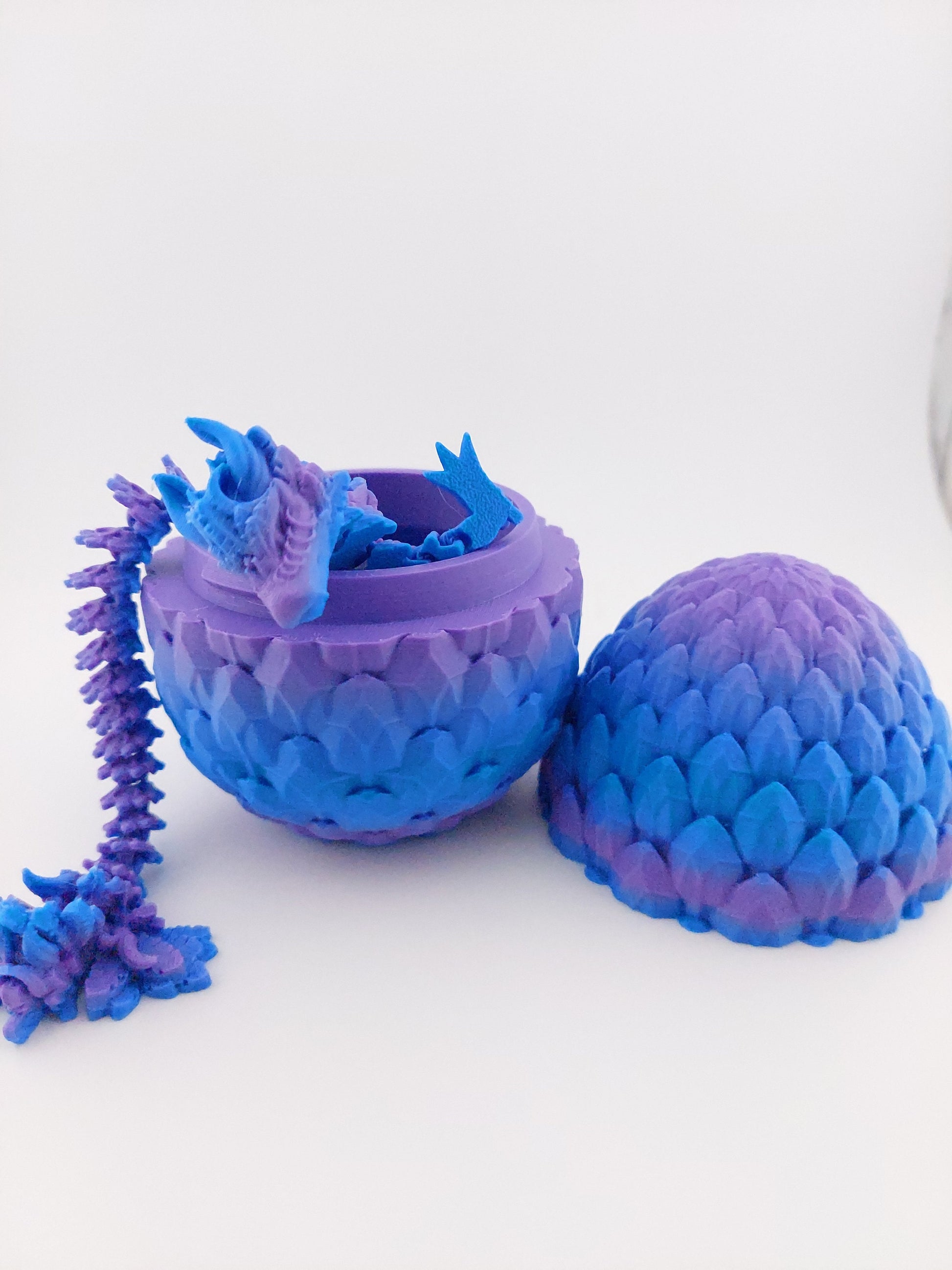 12 Inch Lunar Dragon And Matching Egg! - Sensory Stress Fidget - Articulated - Cinderwing3d - 3D Printed Dragon - Unique Gift