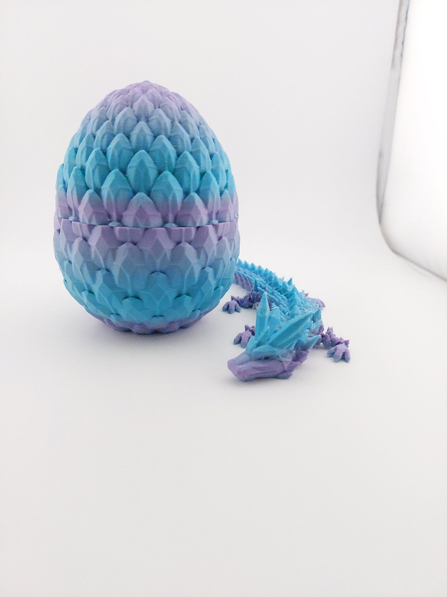 12 Inch Crystal Dragon And Matching Egg! - Sensory Stress Fidget - Articulated - Cinderwing3d - 3D Printed Dragon - Unique Gift