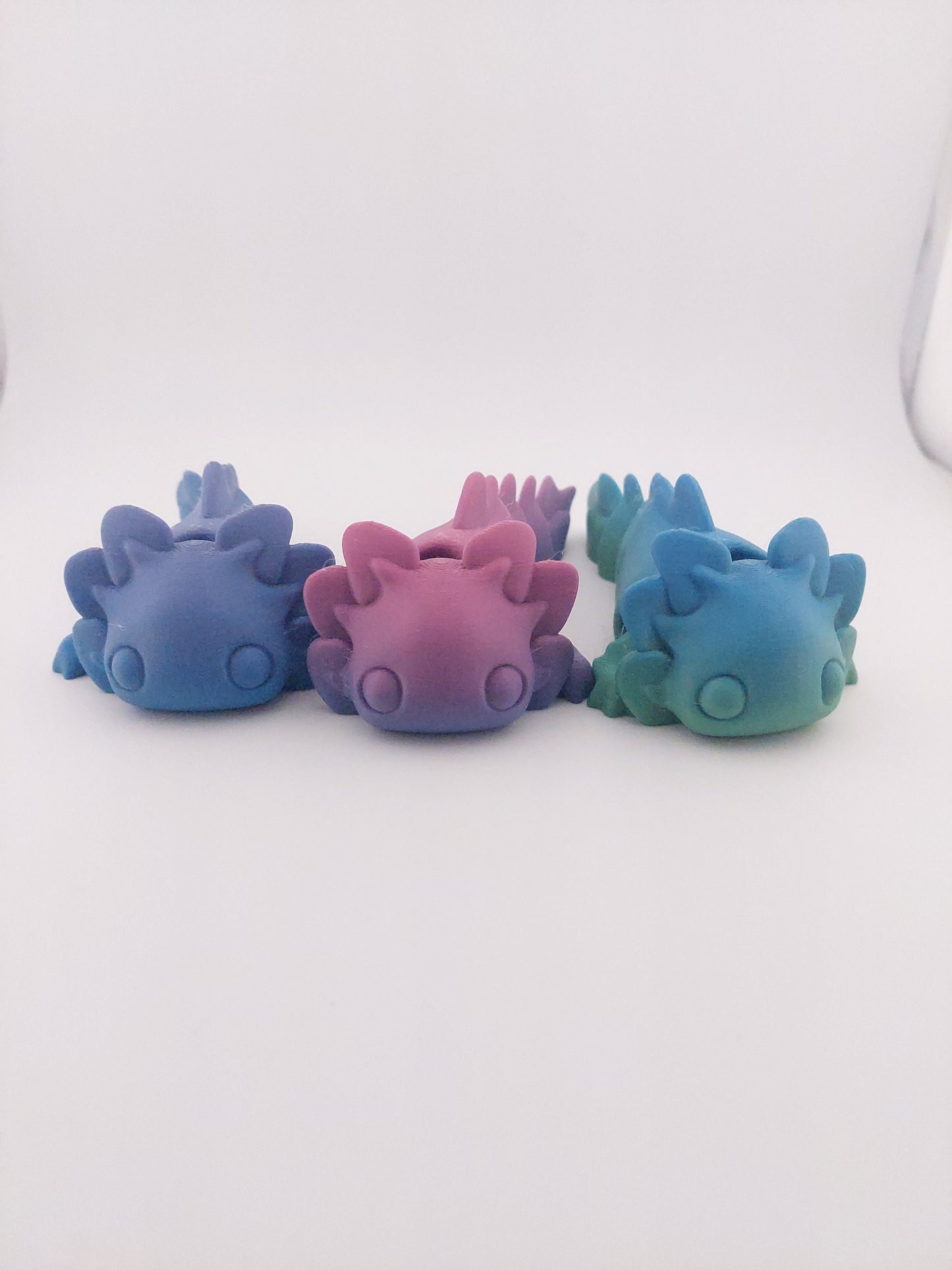 1 Articulated Axolotl -- Keychain Decor Gift - 3D Printed Fidget Fantasy Creature - Customizable Colors - Authorized Seller