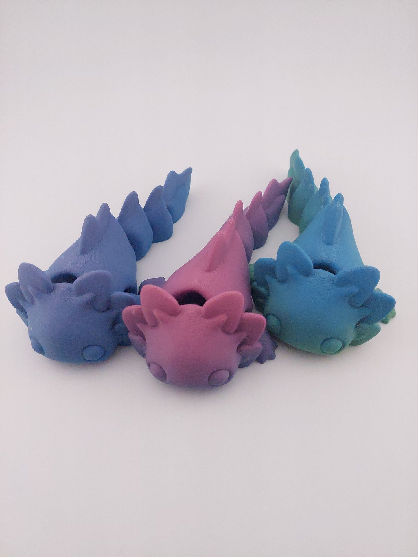 1 Articulated Axolotl -- Keychain Decor Gift - 3D Printed Fidget Fantasy Creature - Customizable Colors - Authorized Seller